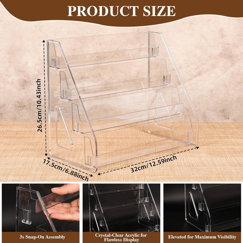 CELSOL 2 Pack Elevated 4 Tier Clear Acrylic Card Display Stand for Trading Cards, Sports Cards, Greeting Cards, Stickers – Slanted Holder for PSA Slabs, Vendors, Collectors & Retail (4 Tier 2 Pack) - Image 2
